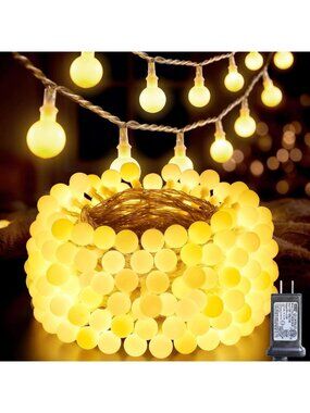 66FT Connectable Globe String Lights for Indoor Bedroom Decor - Warm White